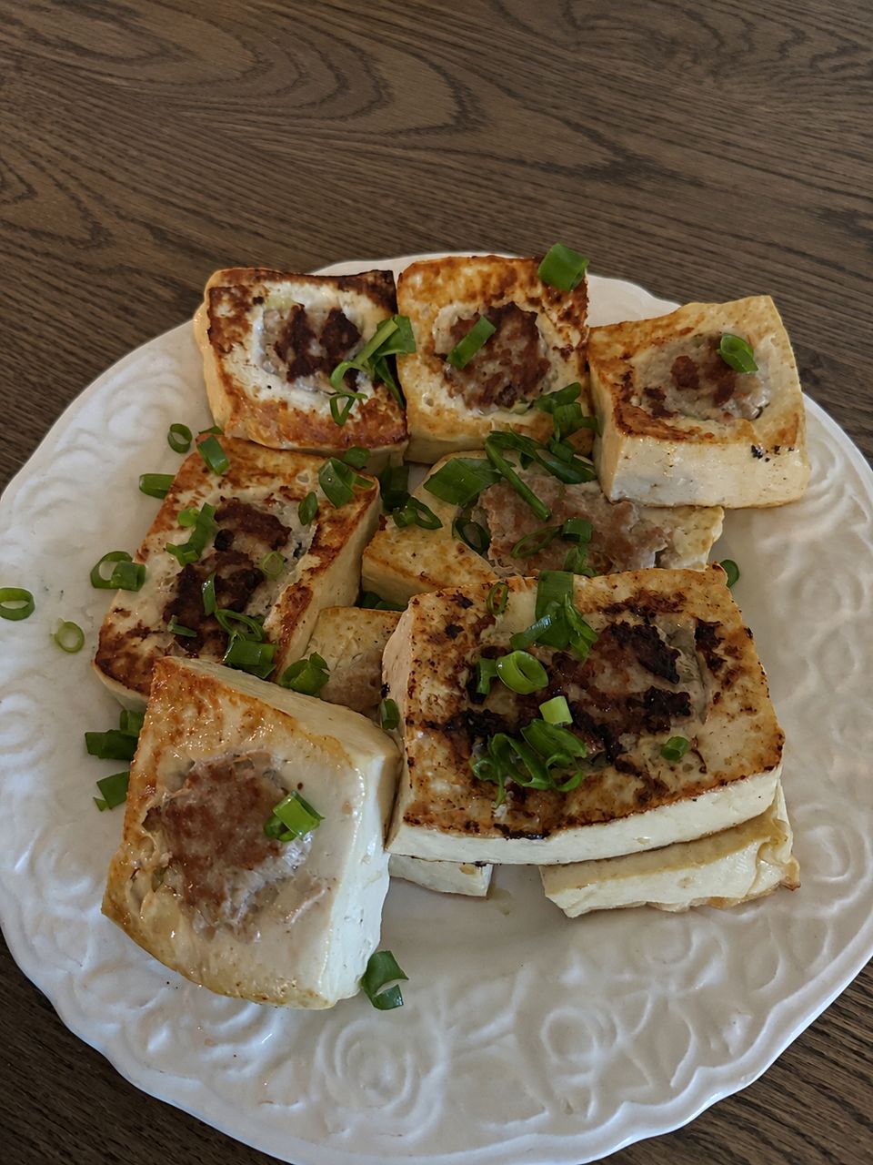 Pan fried Hakka stuffed tofu